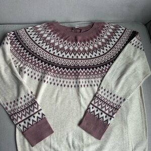 Geometric Patterned Sweater in Cream and Mauve